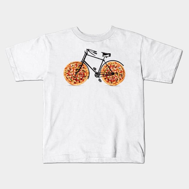 pizza bicycle Kids T-Shirt by creativeballoon